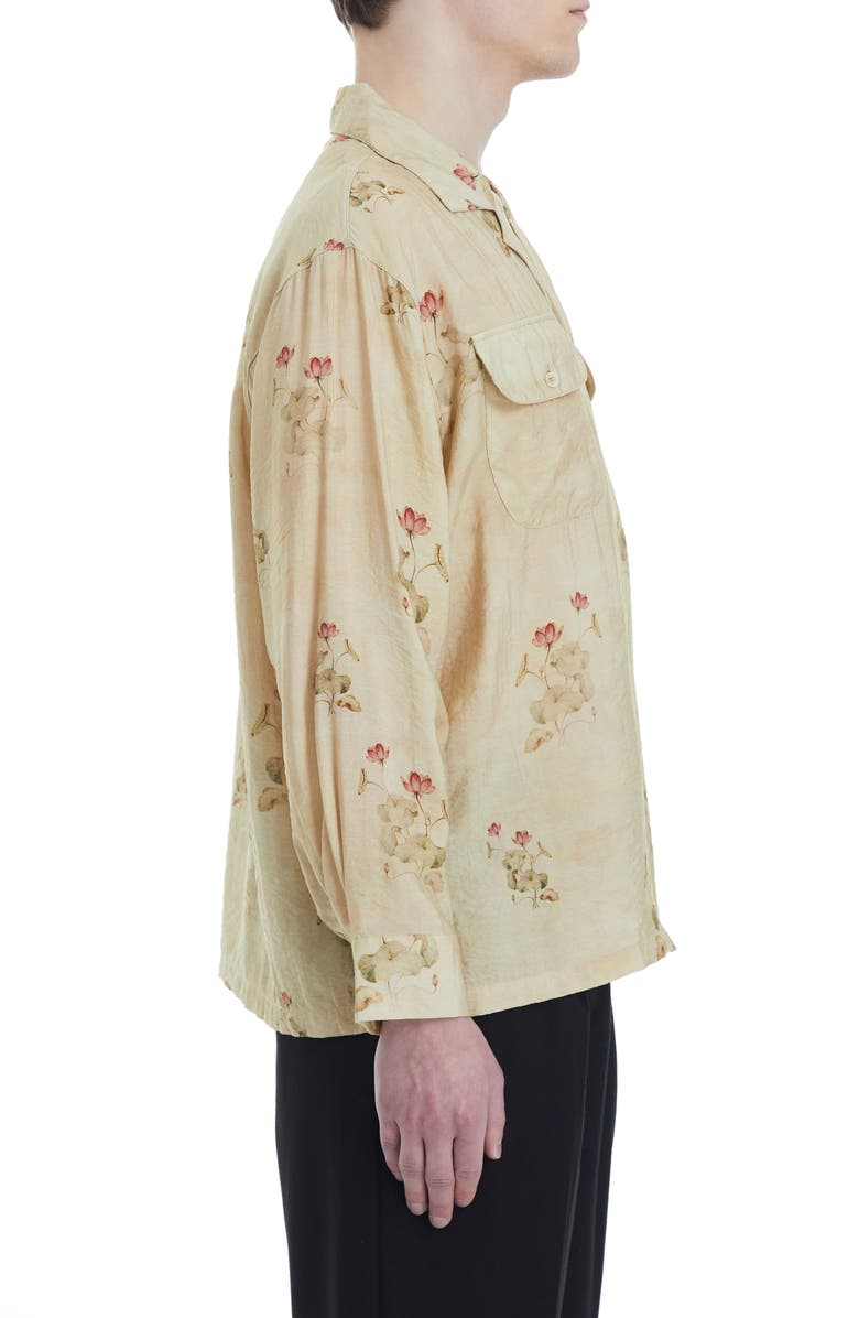 FOUND Lotus Print Button-Up Shirt, Alternate, color, 