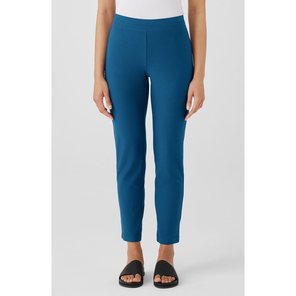 Eileen Fisher Slim Ankle Stretch Crepe Pants In Atlantis