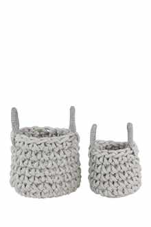 COSMO BY COSMOPOLITAN Gray Fabric Coastal Storage Basket with Handles - Set of 2
