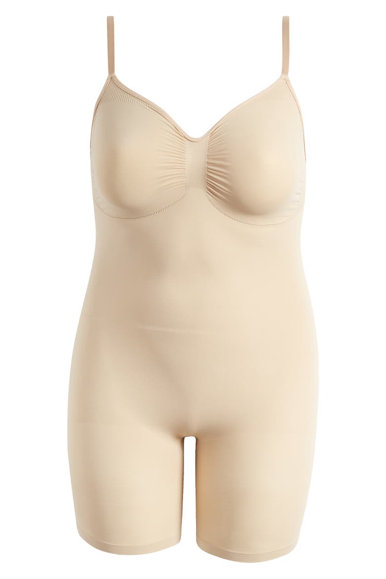 Seamless Sculpt Mid Thigh Bodysuit, Alternate, color, CLAY