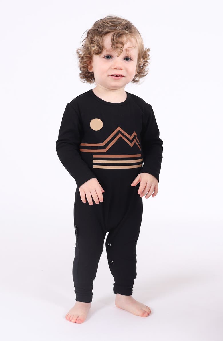 TINY TRIBE Mountainscape Stretch Cotton Romper, Alternate, color, 