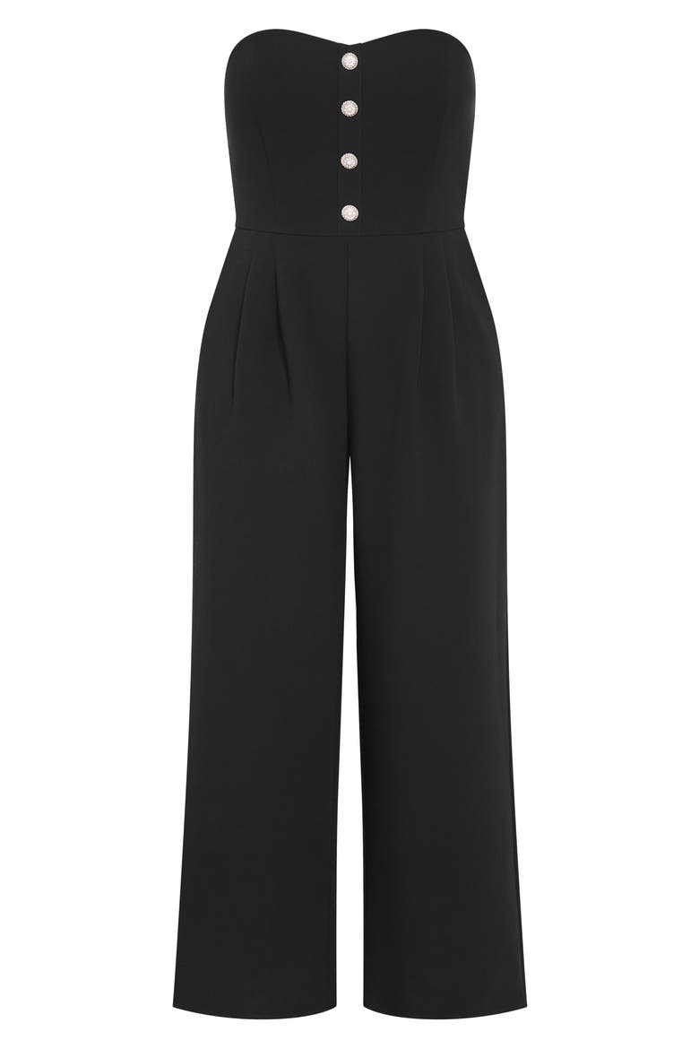 Alexi Strapless Jumpsuit, Alternate, color, BLACK