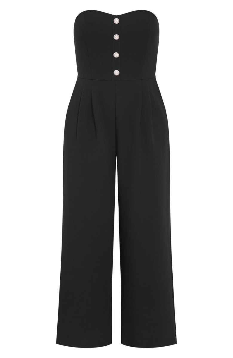 City Chic Alexi Strapless Jumpsuit, Alternate, color, Black