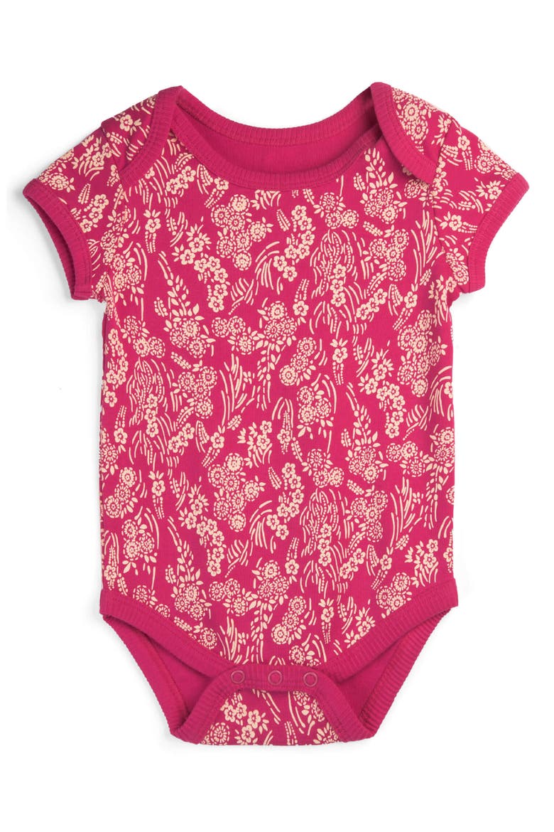 Organic Cotton Short Sleeve Bodysuit, Main, color, Begonia Bloom