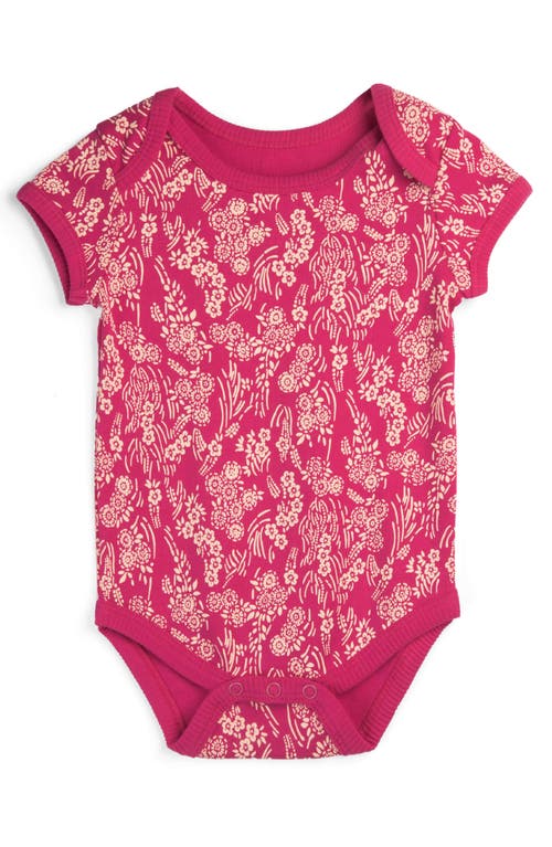 Mightly Organic Cotton Short Sleeve Bodysuit In Begonia Bloom