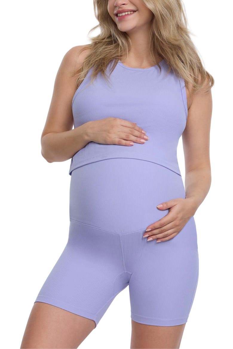 Crew Neck Racerback Cropped Maternity Tank, Alternate, color, Sweet Lavender