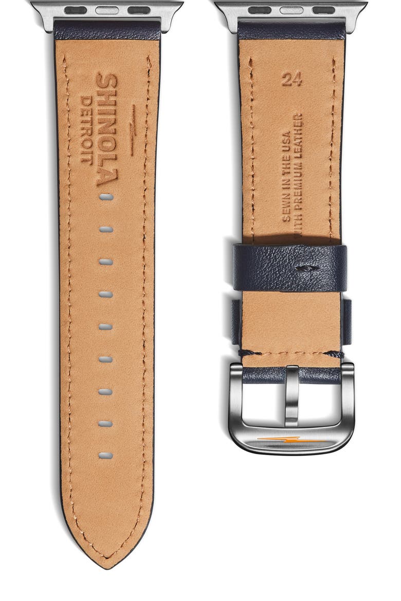 Leather 24mm Apple Watch® Watchband, Alternate, color, NAVY