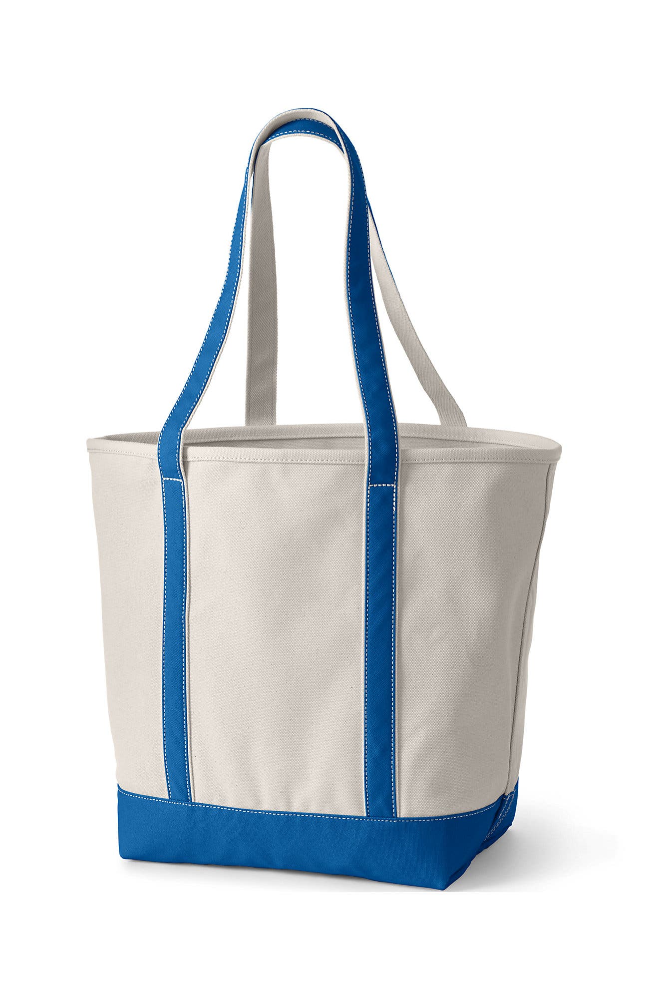 Open Top Long Handle Canvas Tote Bag, Alternate, color, Natural/Beacon Blue