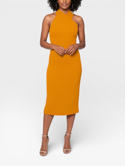 Harland Crossover Halter Midi Dress