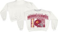PRESSBOX Women's Pressbox White USC Trojans Oversized Janice Retro Waist-Length Sweatshirt