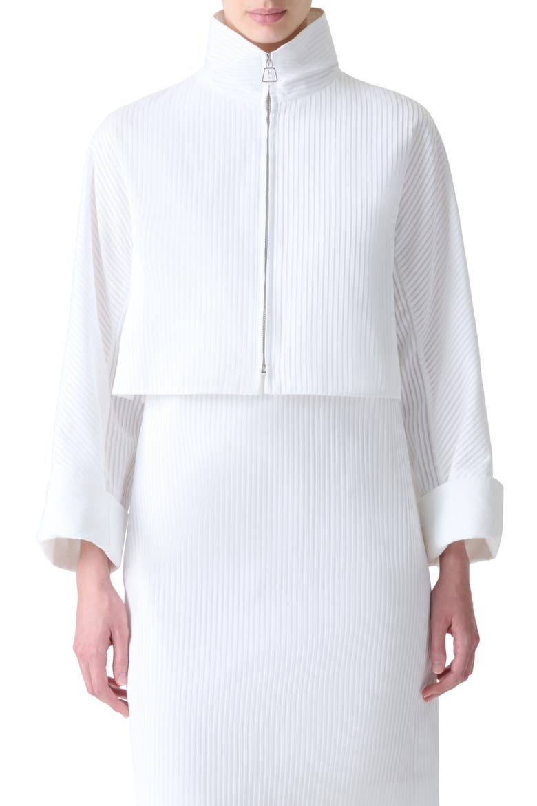 Mimi Pleated Cotton Voile Crop Jacket, Main, color, WHITE