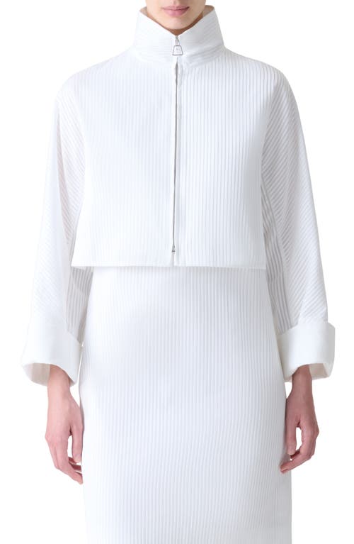 Akris Mimi Pleated Cotton Voile Crop Jacket