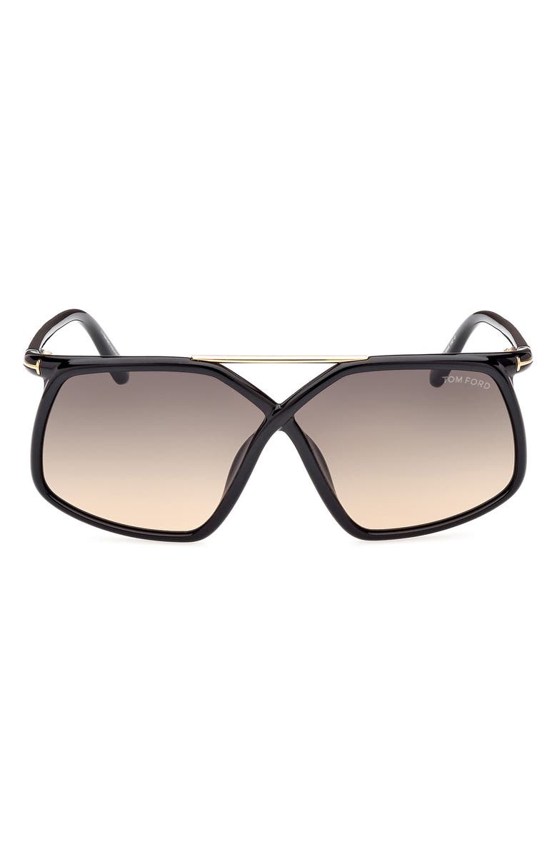 TOM FORD Meryl 64mm Gradient Polarized Oversize Square Sunglasses, Main, color,