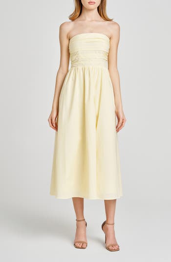 Sammie Pleat Strapless Stretch Cotton Sundress