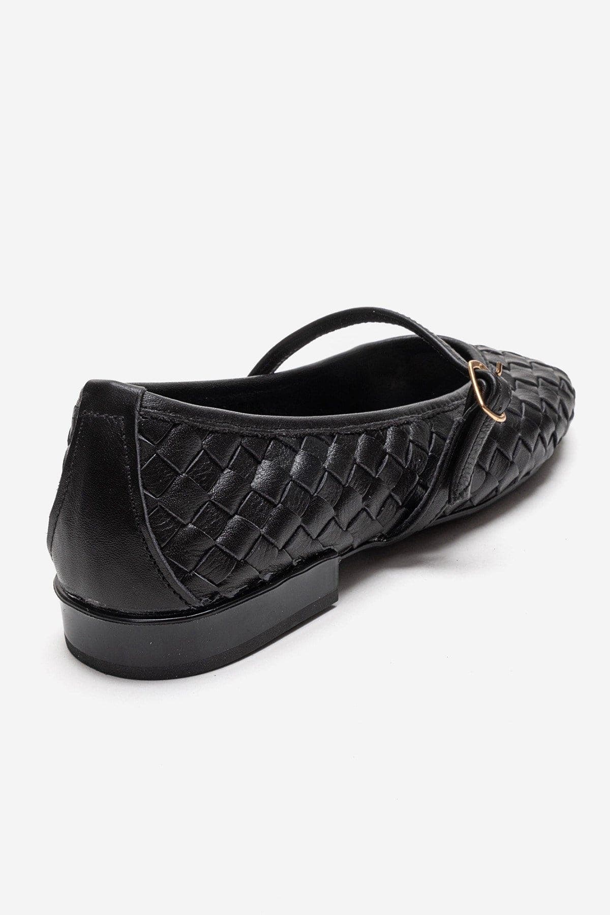 Forever & Always Shoes Yevora Leather Woven Strap Ballet Flat, Alternate, color, Black