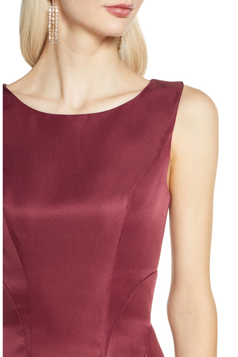 Bracken Satin Fit & Flare Cocktail Dress, Alternate, color, BURGUNDY