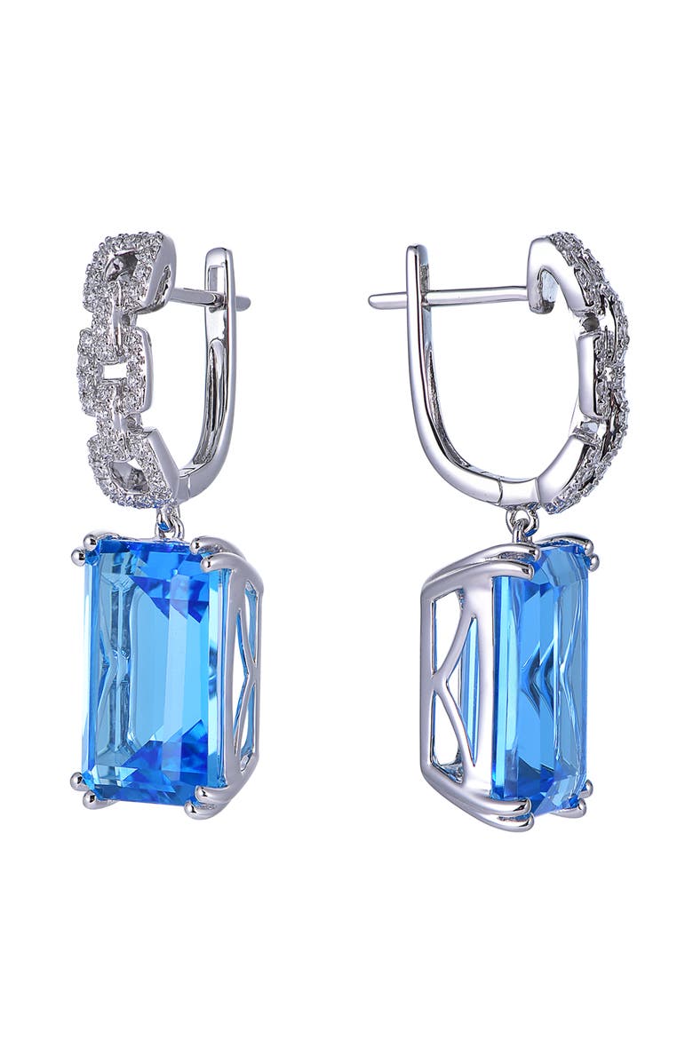 Swiss Blue Topaz Earrings with Diamonds, Alternate, color, Swiss Blue