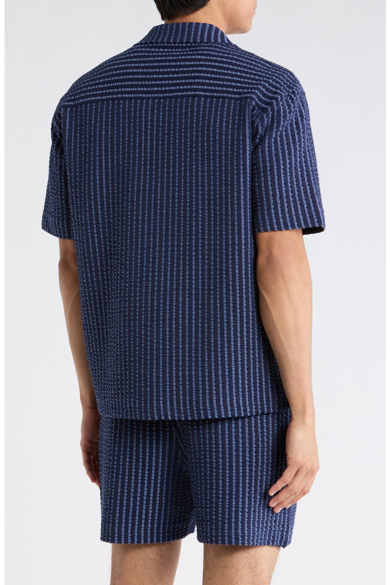 Short Sleeve Jacquard Knit Shirt, Alternate, color, MARINE NAVY/ DUSK BLUE