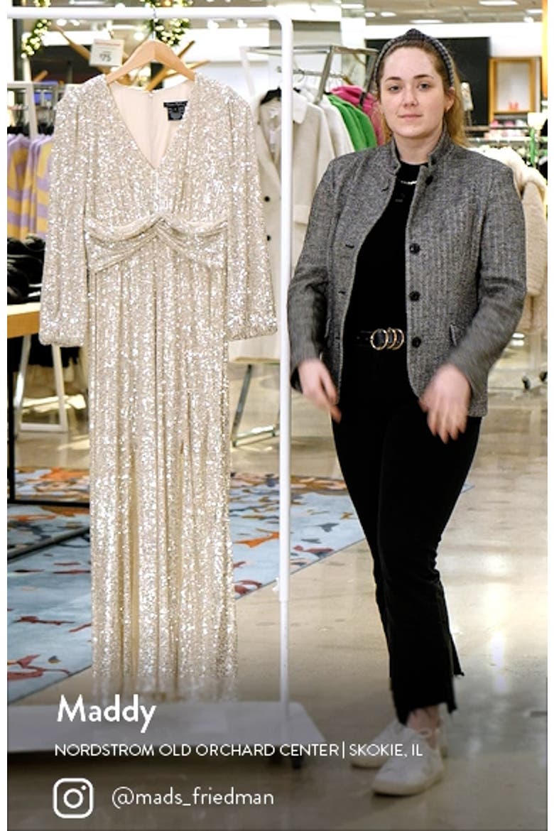 Sequin Long Sleeve A-Line Gown video