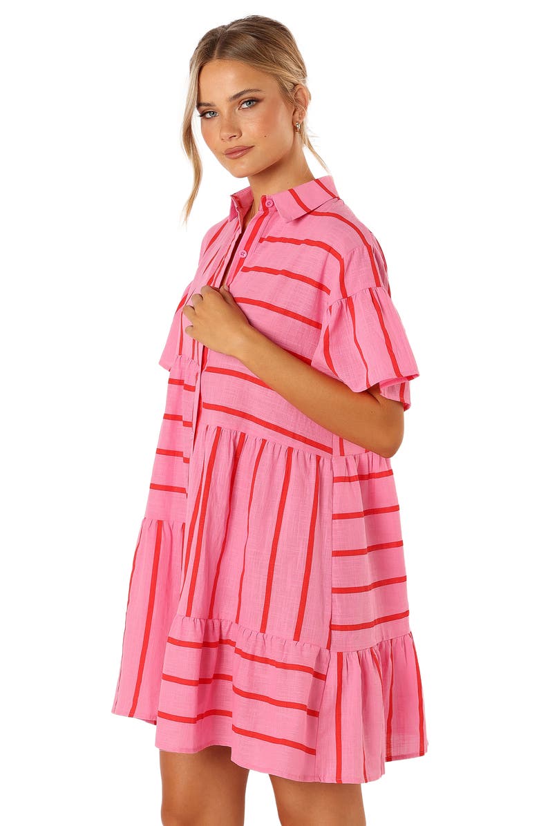 Petal & Pup Peachy Stripe Cotton Trapeze Minidress, Alternate, color, 