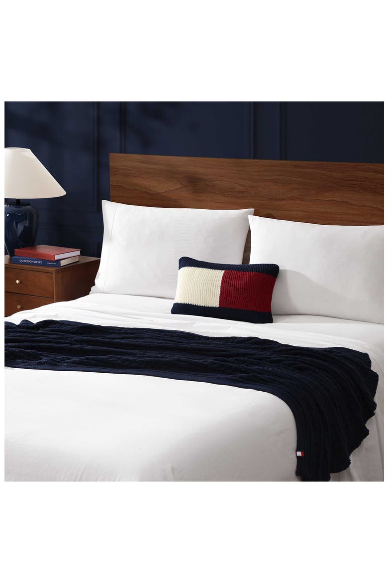 Flag Rib Knit Accent Pillow, Alternate, color, NAVY BLUE/ RED/ WHITE