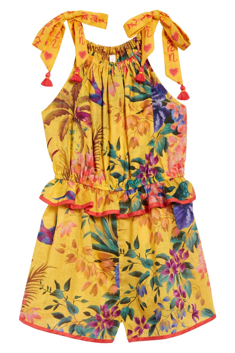 Kids' Tropicana Print Peplum Romper, Main, color, MANGO FLORAL