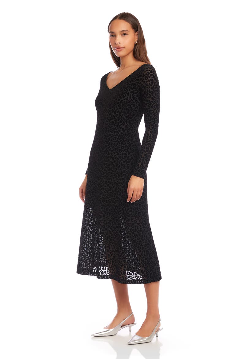 Julia Long Sleeve Burnout Velvet Dress, Alternate, color, LEOPARD
