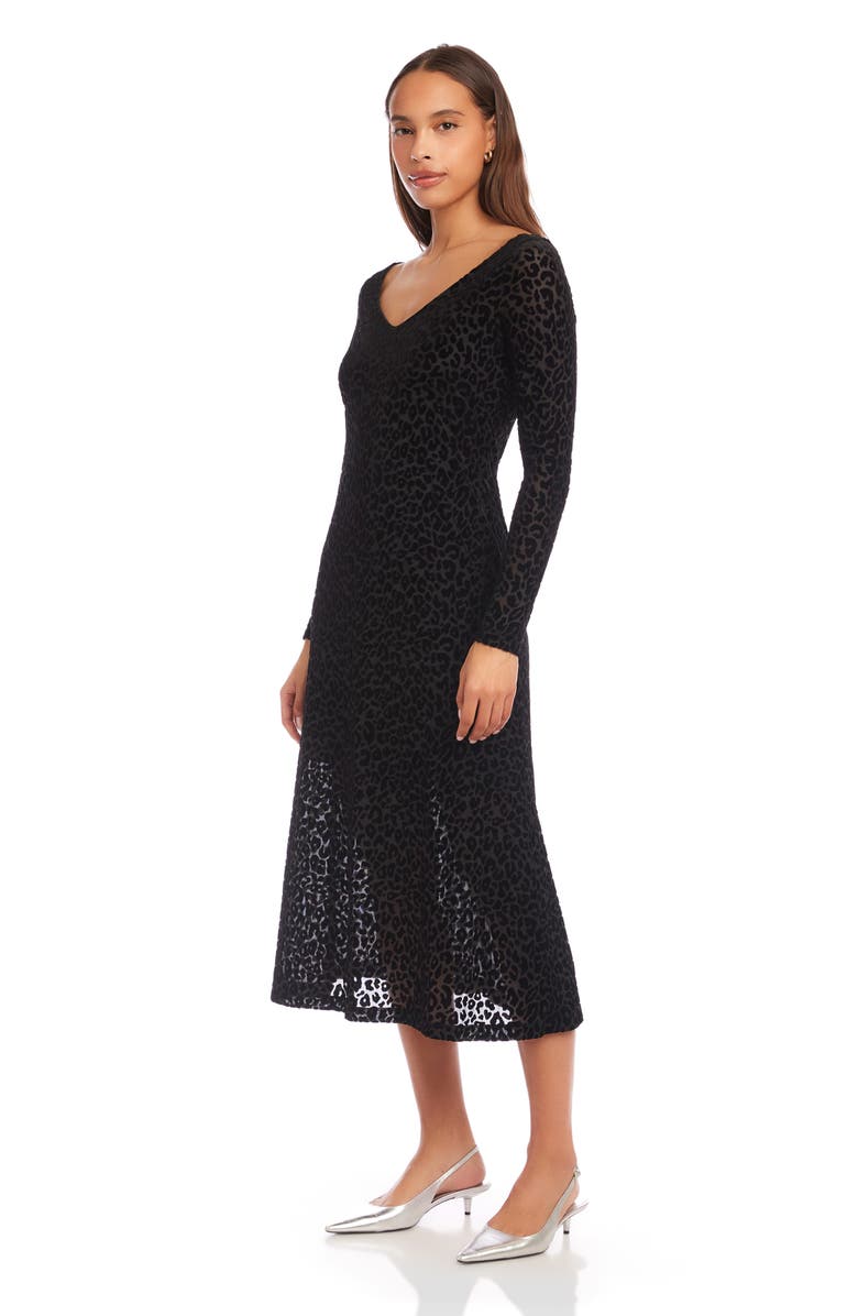 FIFTEEN TWENTY Julia Long Sleeve Burnout Velvet Dress, Alternate, color, Leopard