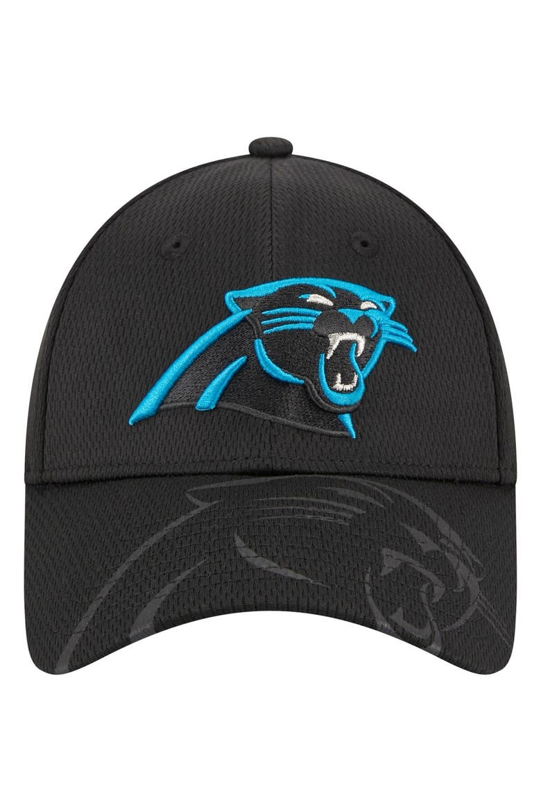Men's New Era Black Carolina Panthers Top Visor 9FORTY Adjustable Hat, Alternate, color, Black