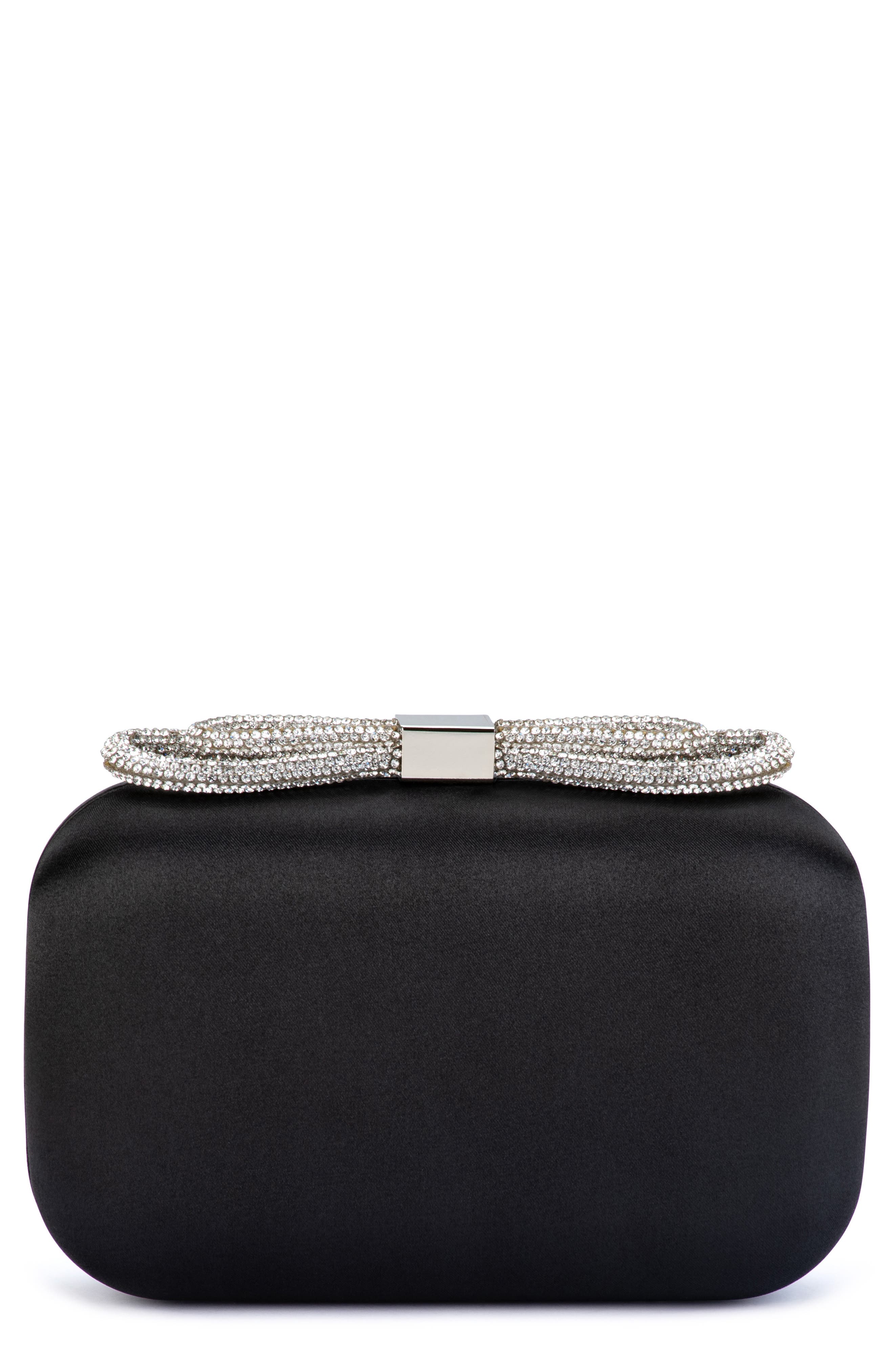 Olga Berg Ada Crystal Bow Clutch, Main, color, 