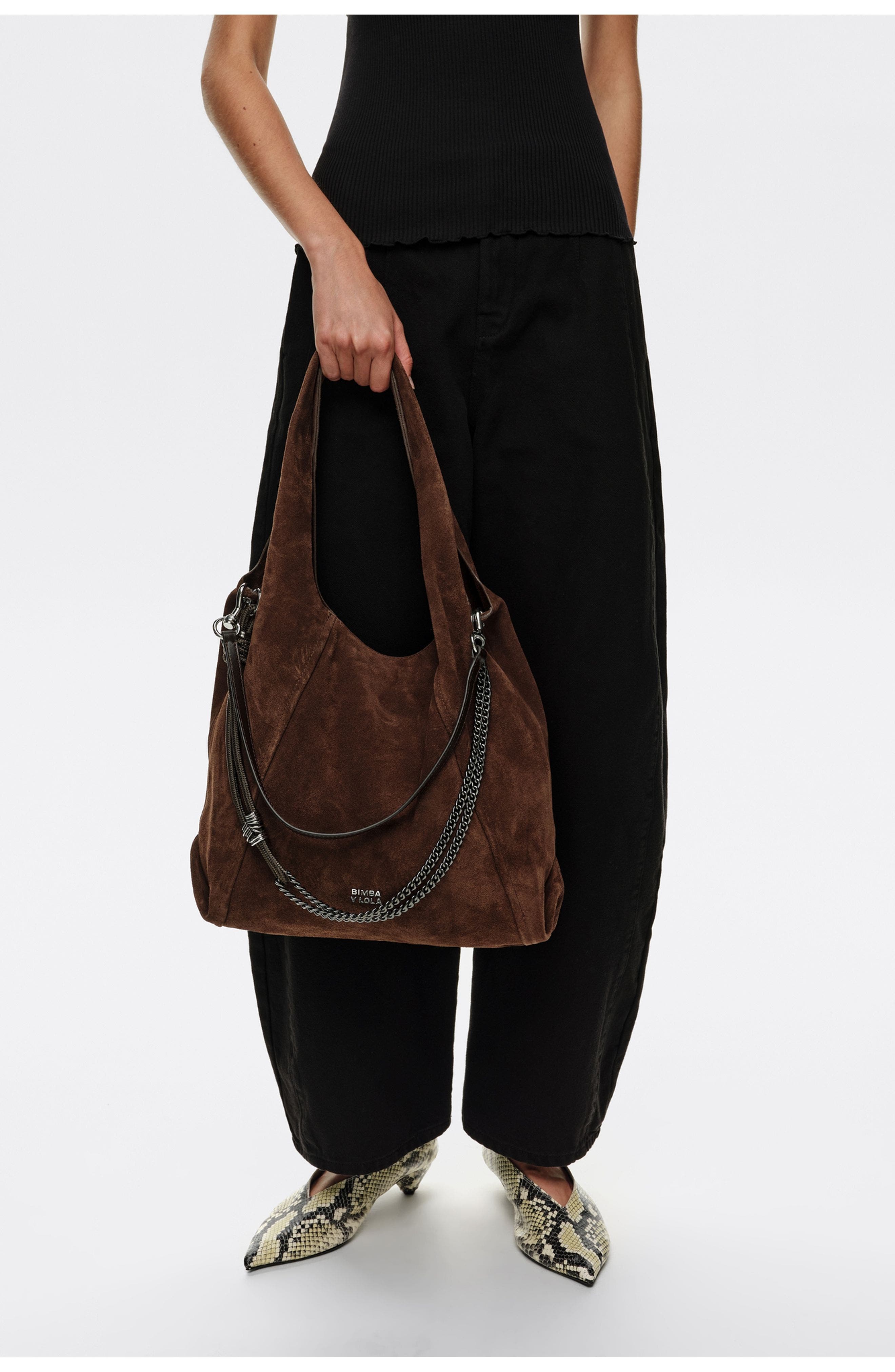 Large Suede Paper Bag, Alternate, color, COFFEE