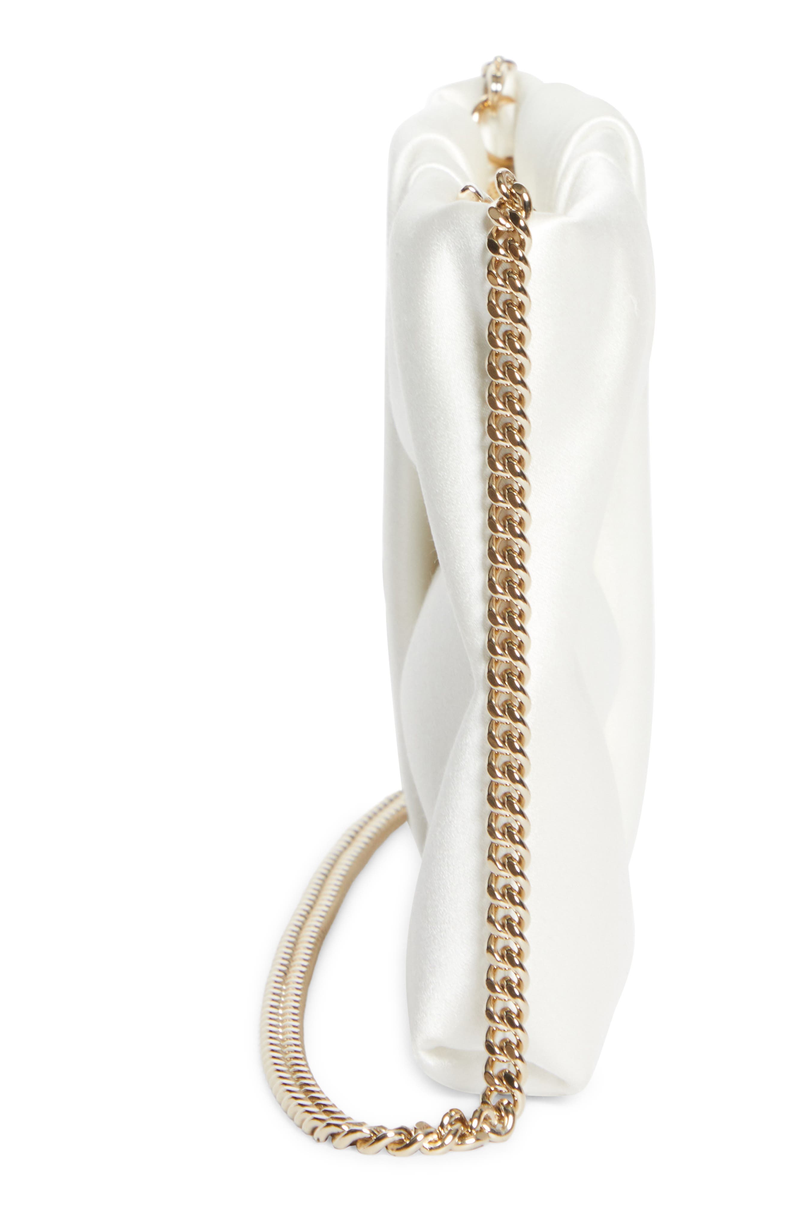 Jimmy Choo Bonny Satin Clutch, Alternate, color, Ivory