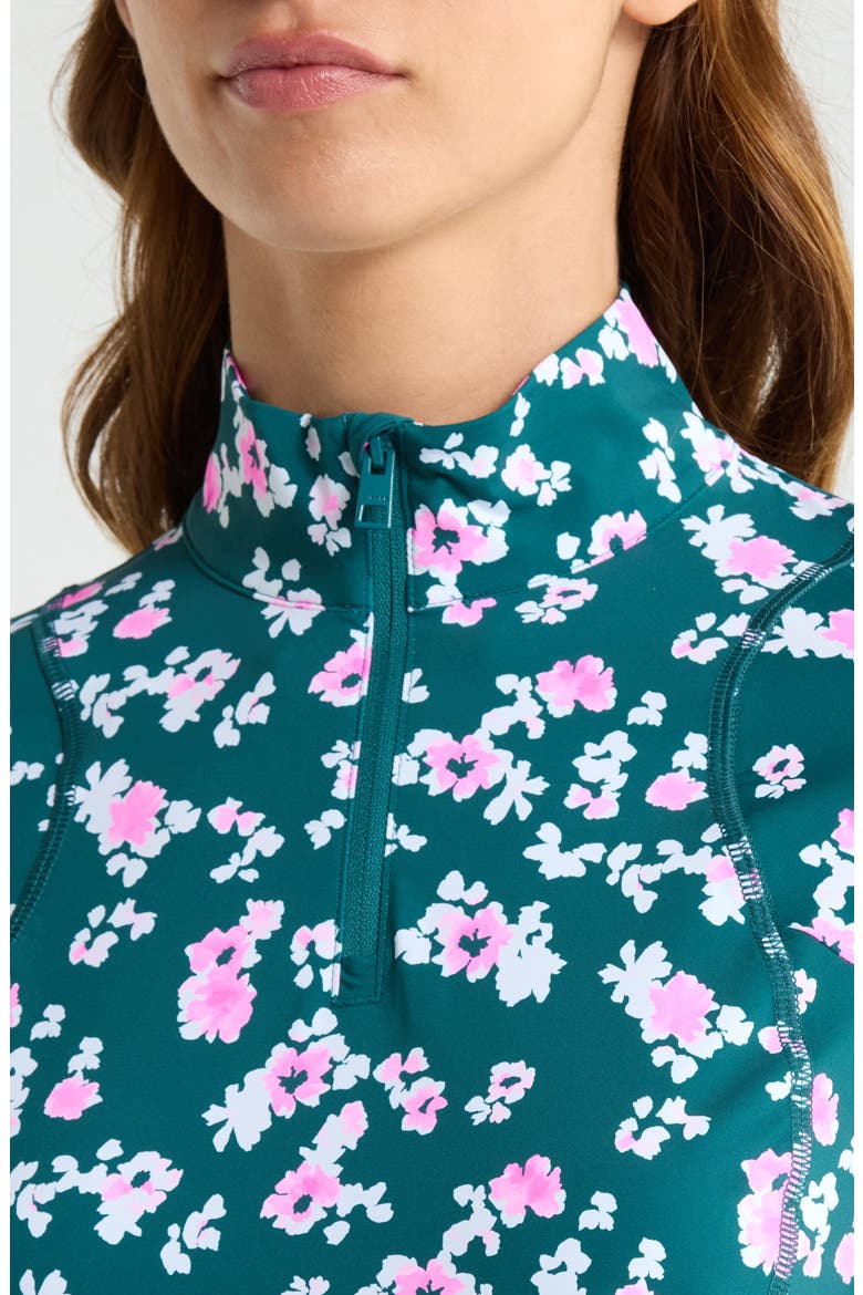 Blossom Silky Tech Nylon Quarter Zip Pullover, Alternate, color, MARINE TEAL