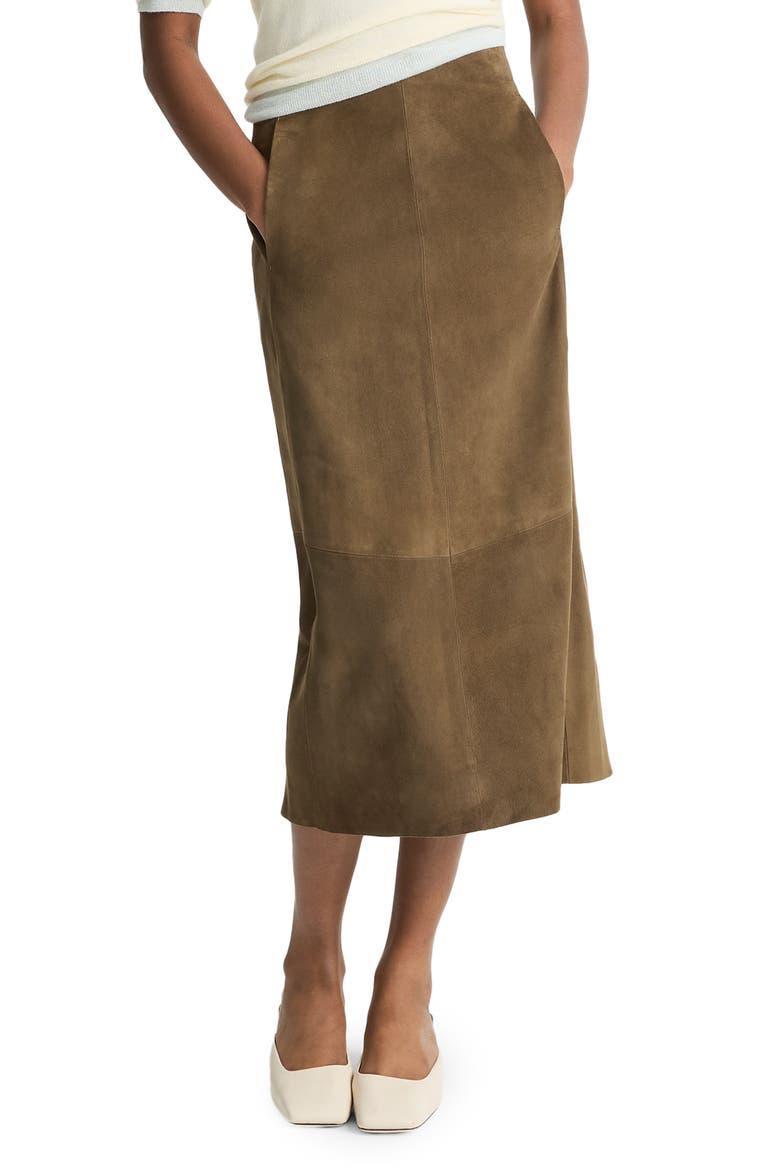 Slim Suede Skirt, Main, color, 396HZV-HAZEL VINE