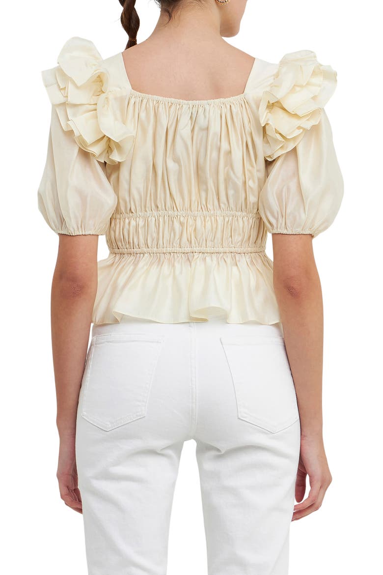 Ruffle Puff Sleeve Top, Alternate, color, CHAMPAGNE