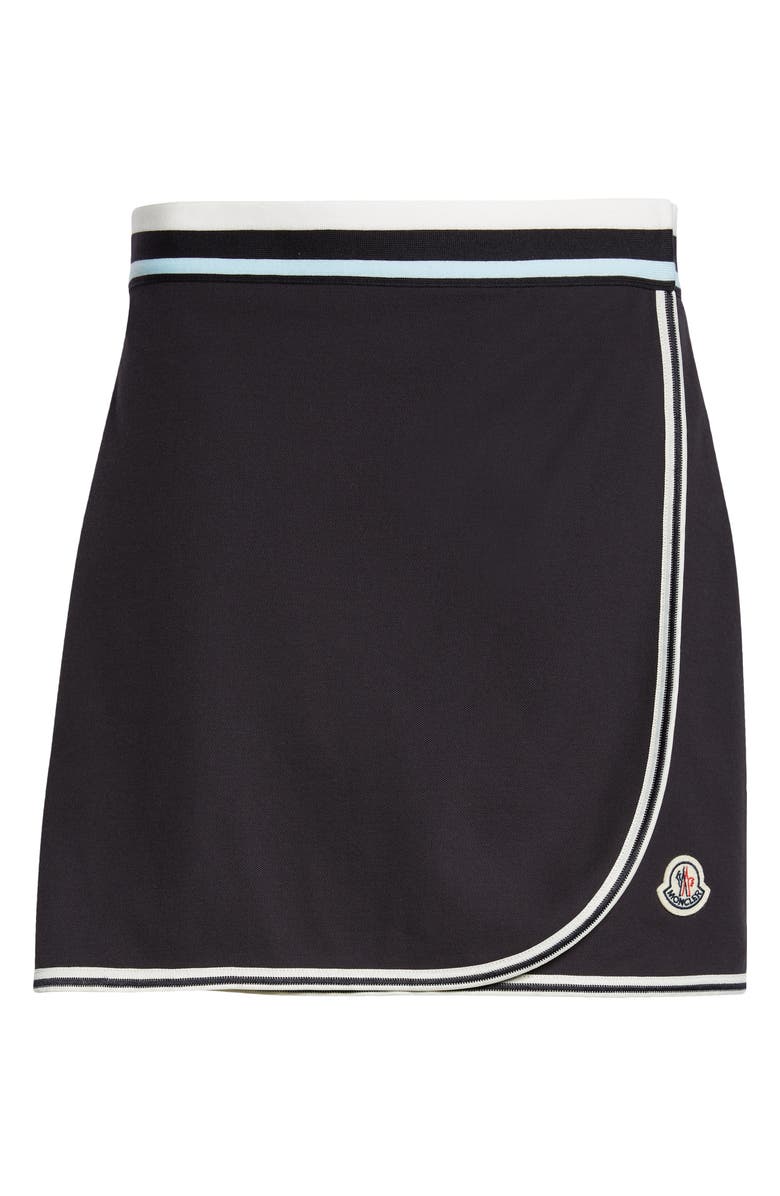 Moncler Logo Patch Faux Wrap Skirt, Alternate, color, 