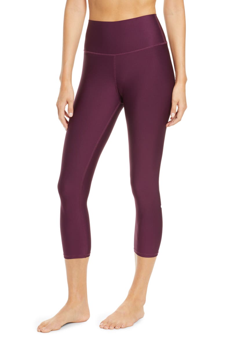 Airlift High Waist Capris, Main, color, BLACK PLUM
