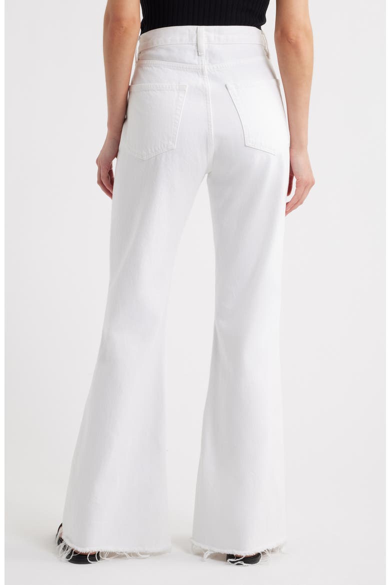 The Lax Frayed High Waist Flare Jeans, Alternate, color, WHITE RAW FRAY