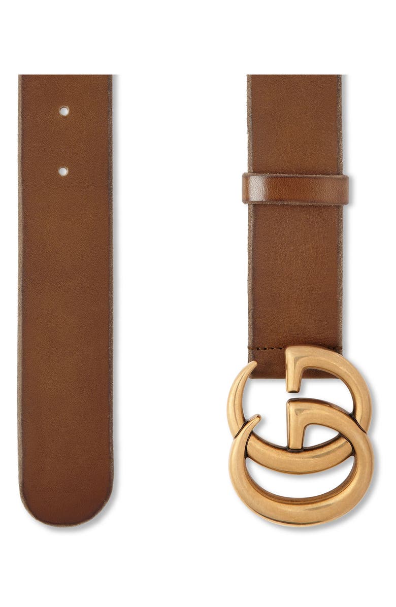 Gucci GG Logo Buckle Leather Belt, Alternate, color,