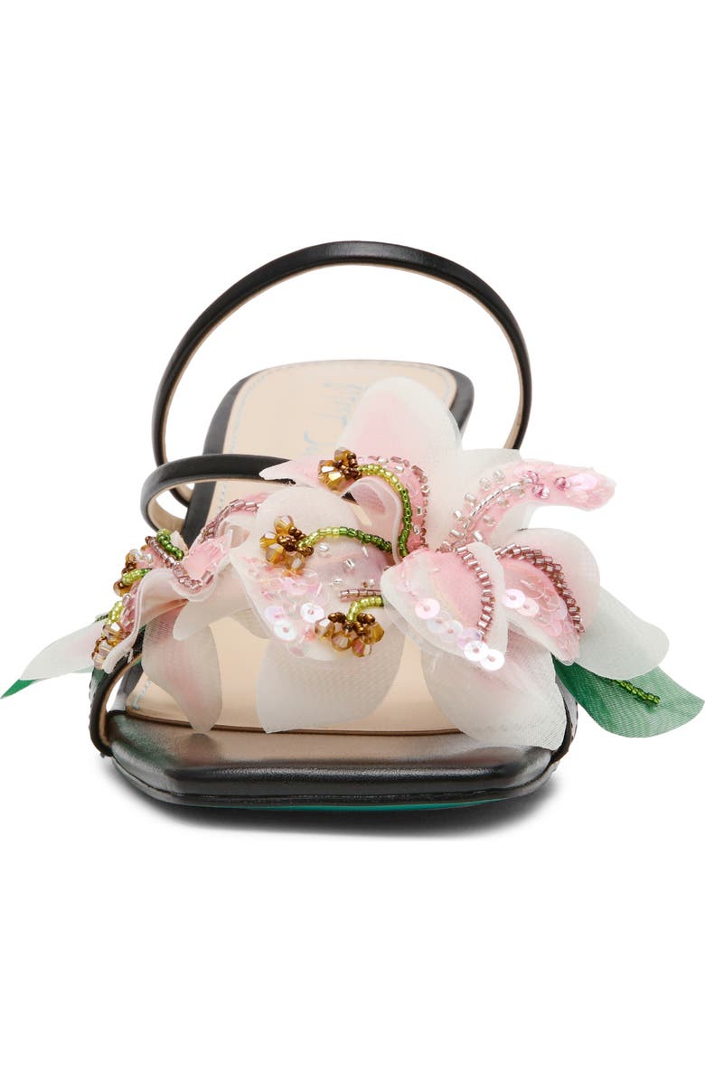 Betsey Johnson Wells Beaded Flower Sandal, Alternate, color, Black