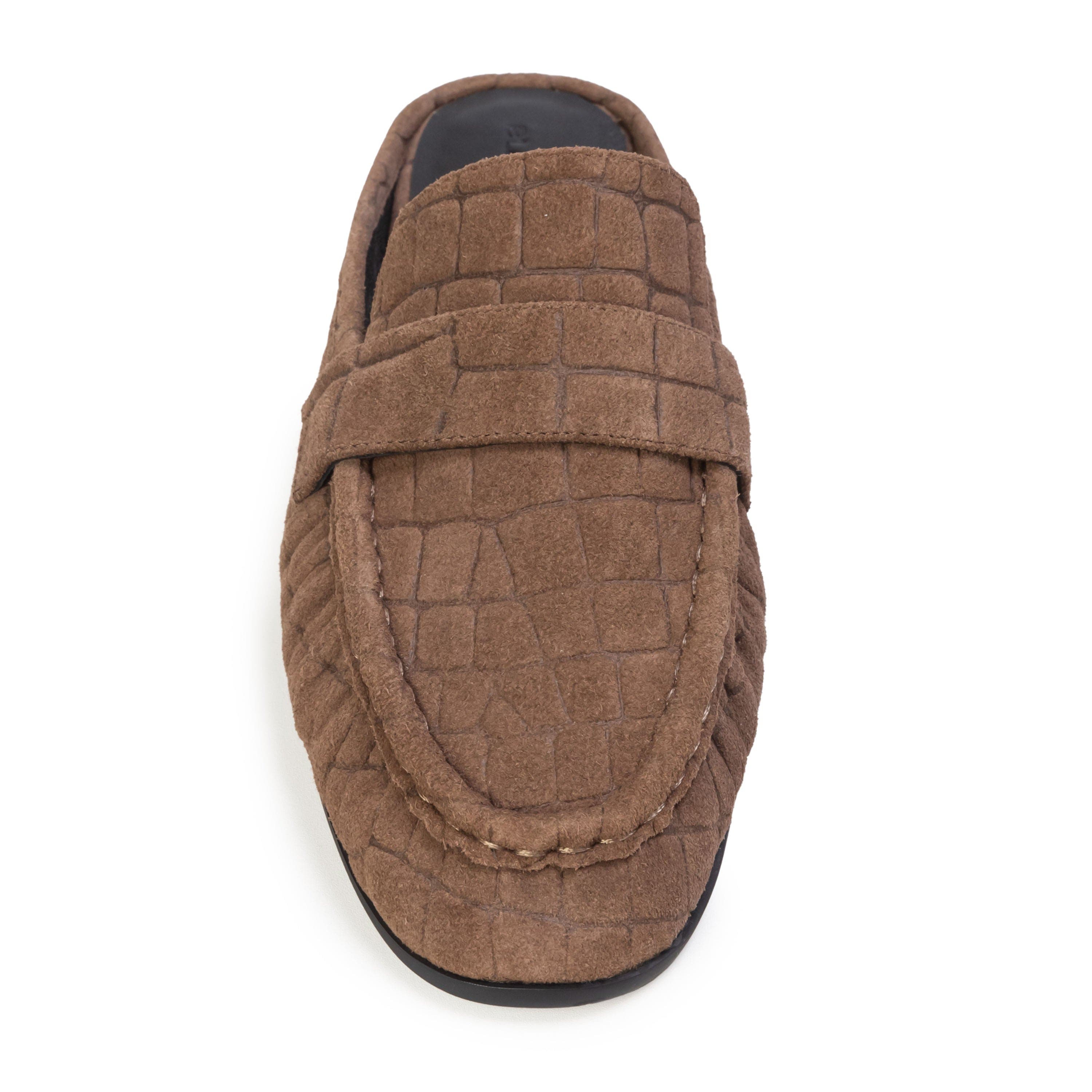 Gabby Croc Backless Loafer, Alternate, color, Brown Croc Suede