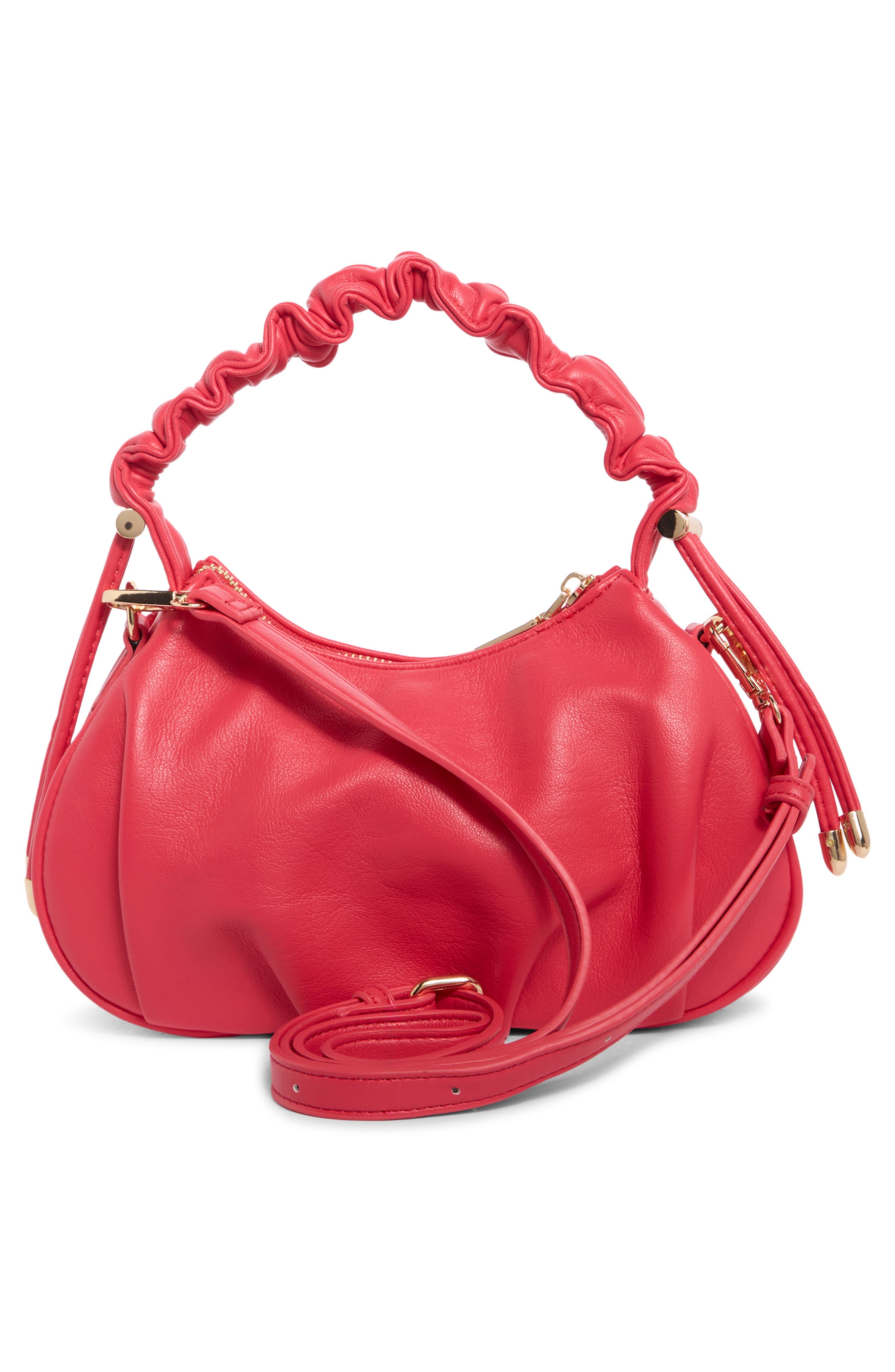 Scrunched Handle Crossbody Bag, Alternate, color, CORAL