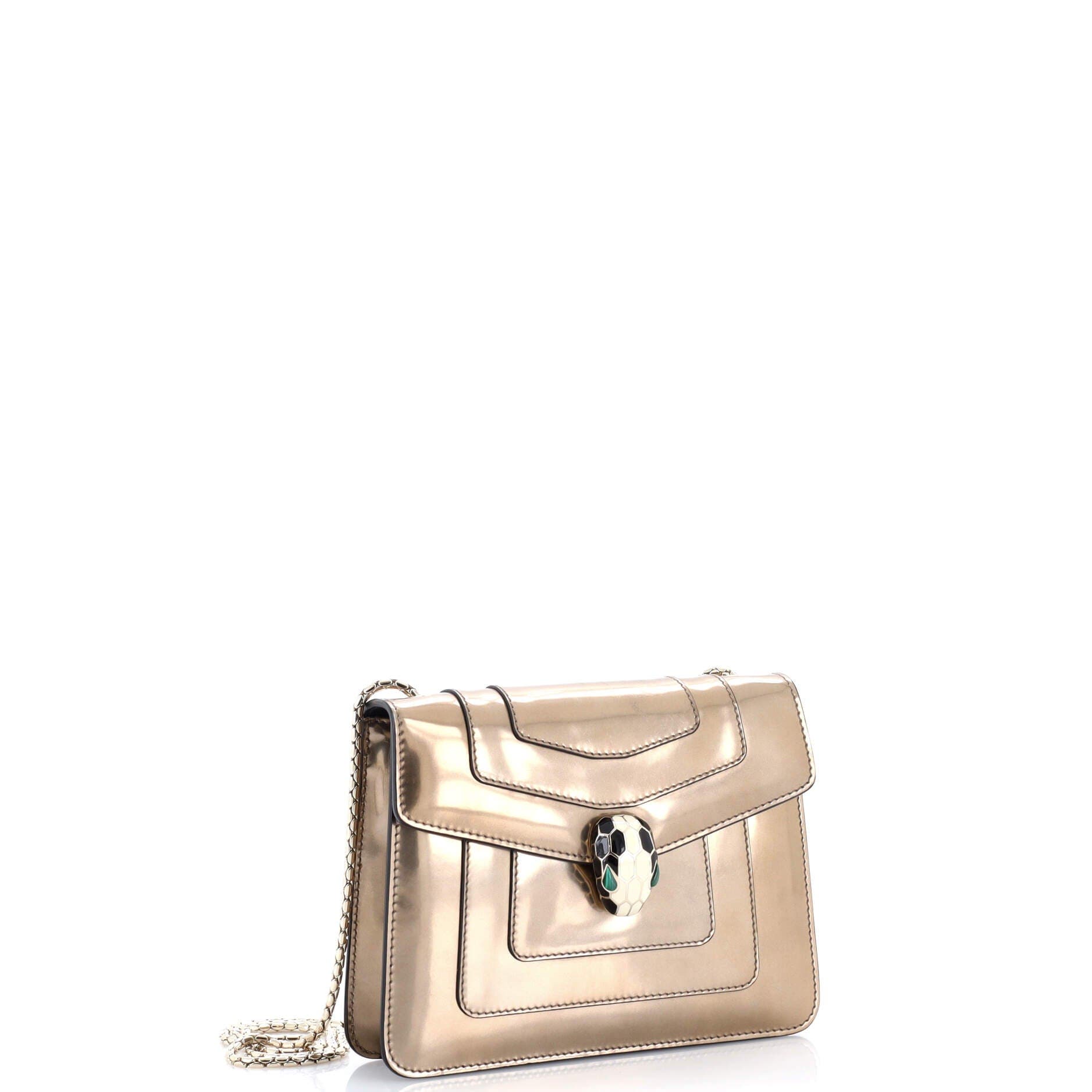 Serpenti Forever Square Shoulder Bag Metallic Leather Small, Alternate, color, Metallic Gold