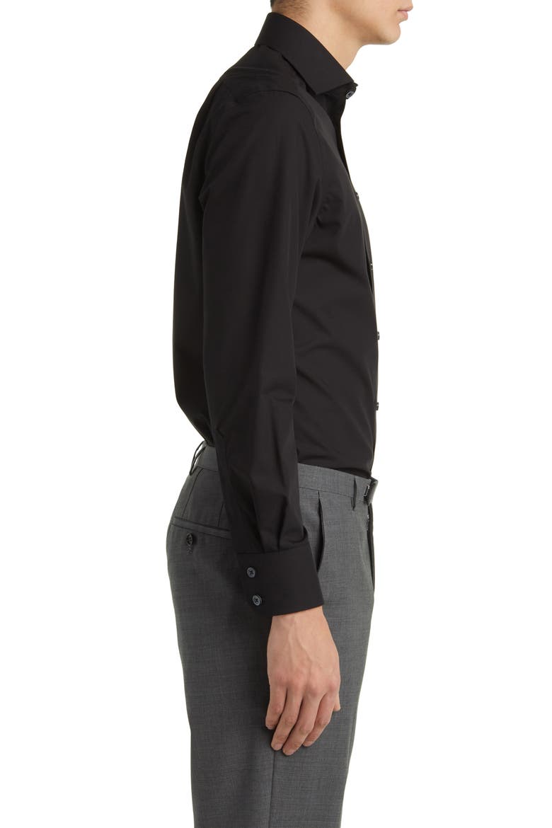 Slim Fit Non-Iron Cotton Poplin Dress Shirt, Alternate, color, BLACK