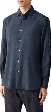 ZEGNA Cashco Cashmere & Cotton Button-Up Shirt