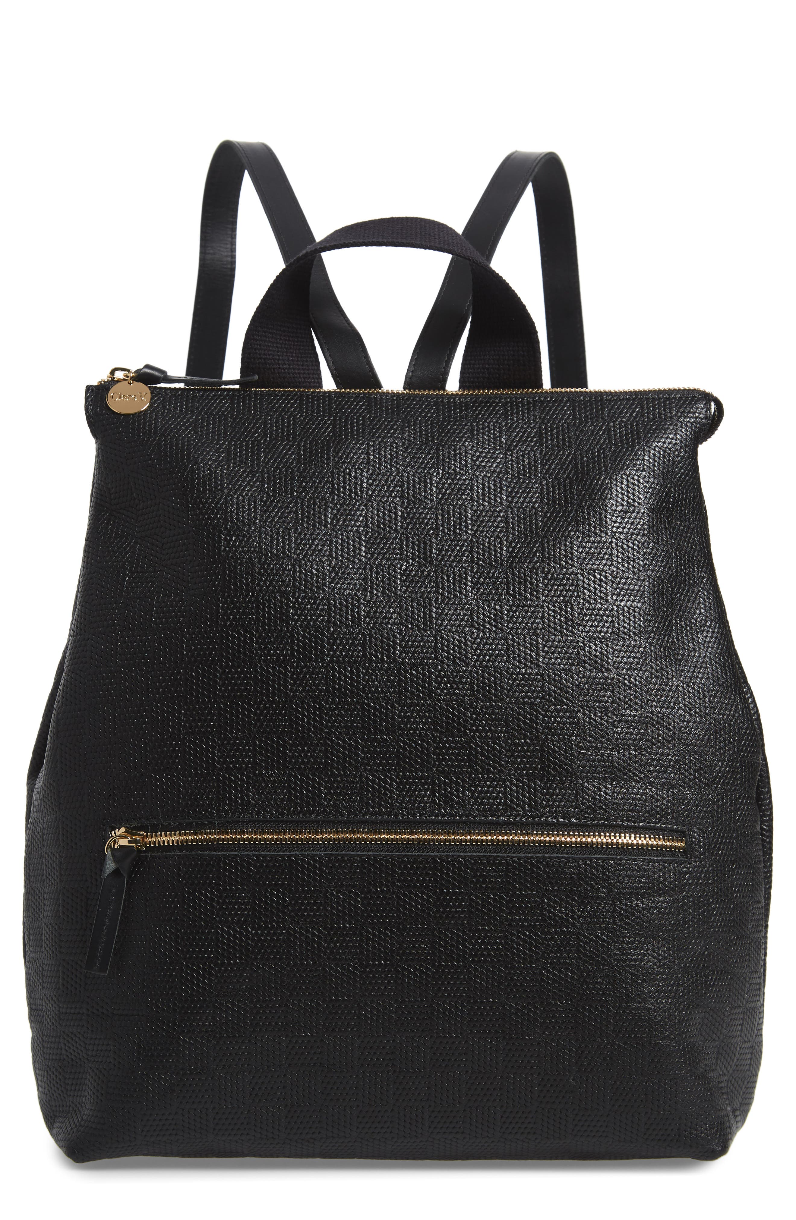 Clare V. Remi Leather Backpack, Main, color, 