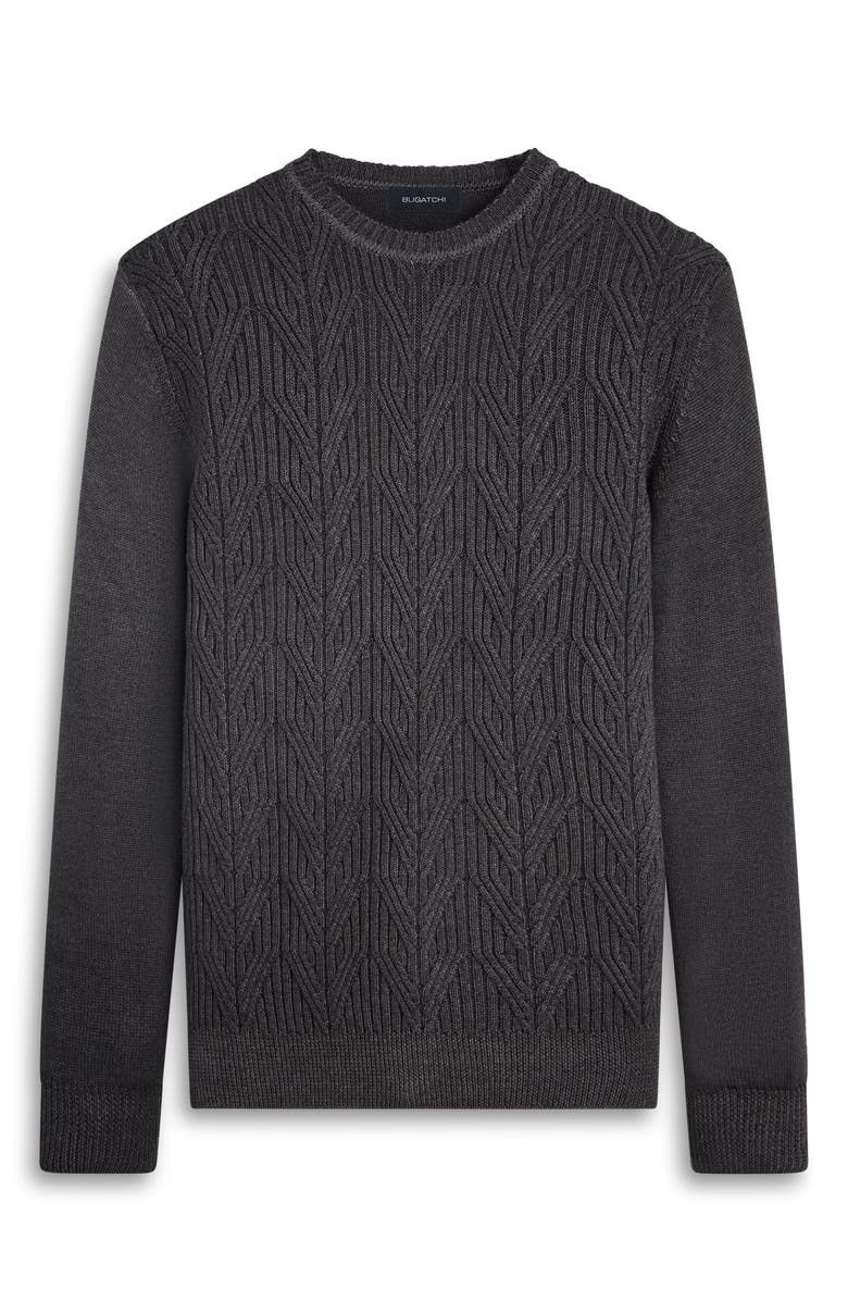 Bugatchi Cable Stitch Merino Wool Sweater, Alternate, color, Anthracite