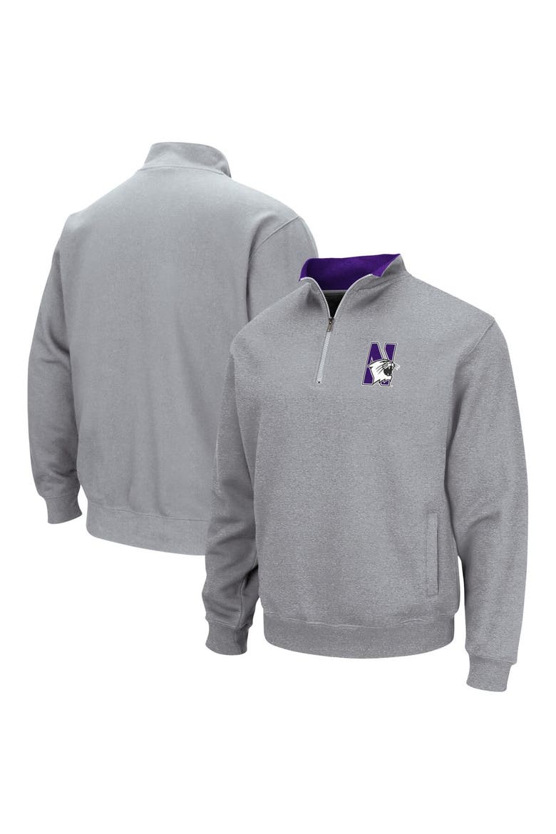 Men's Colosseum Heathered Gray Northwestern Wildcats Tortugas Team Logo Quarter-Zip Jacket, Main, color, Heather Gray