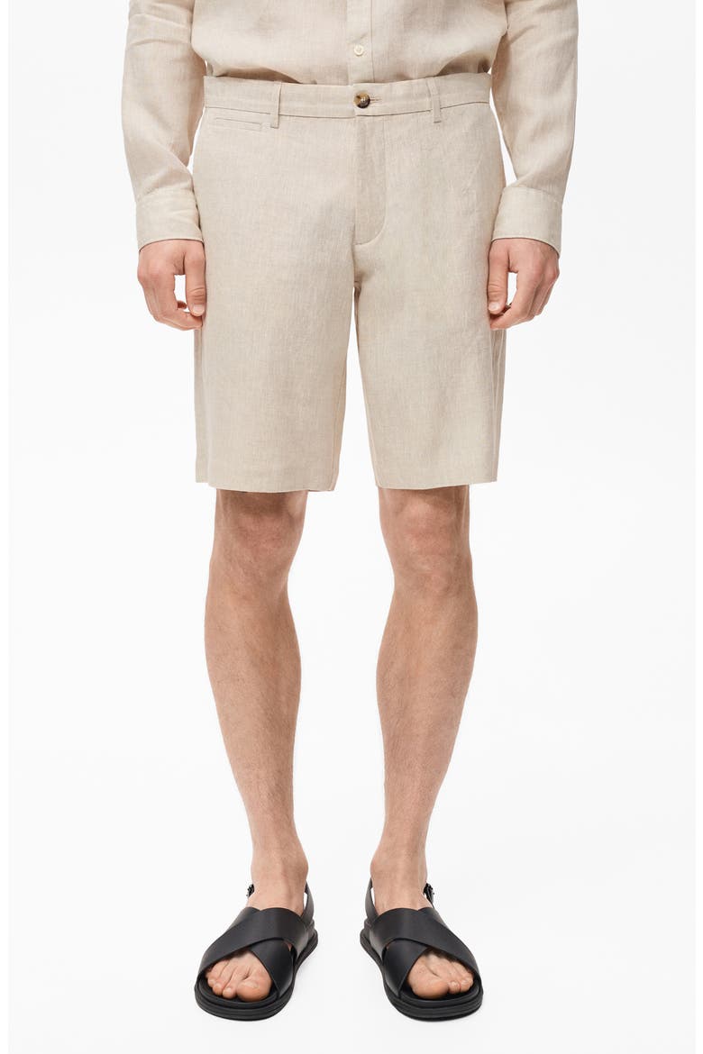 Slim Fit Linen Bermuda Shorts, Main, color, ECRU