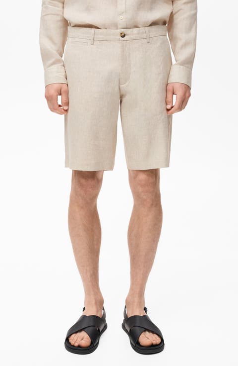 Slim Fit Linen Bermuda Shorts